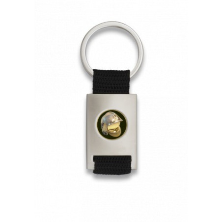 Llavero rectangulo plata + cinta negra