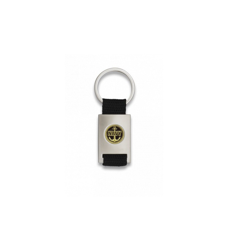 Llavero rectangulo plata + cinta negra