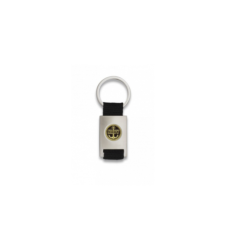 Llavero rectangulo plata + cinta negra