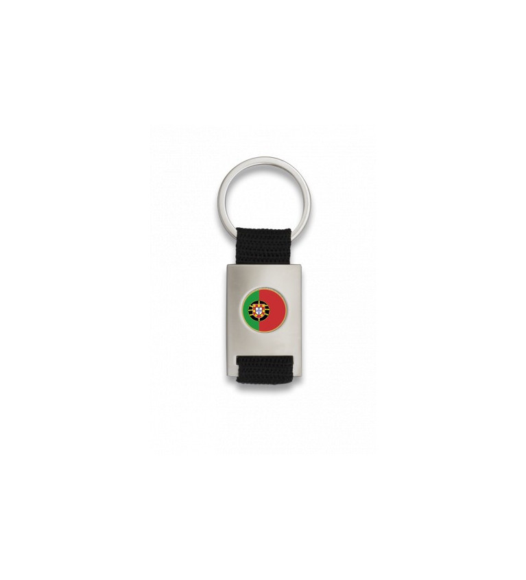 Llavero rectangulo plata + cinta negra