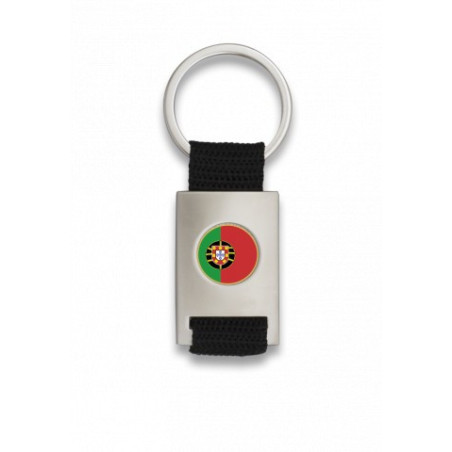 Llavero rectangulo plata + cinta negra