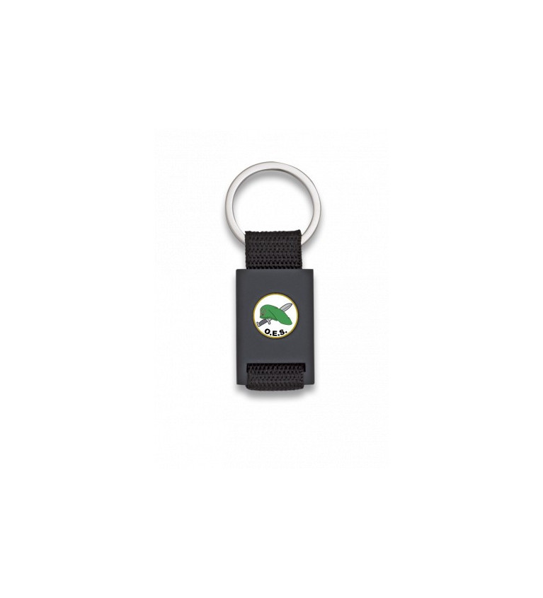 Llavero rectangulo negro + cinta negra