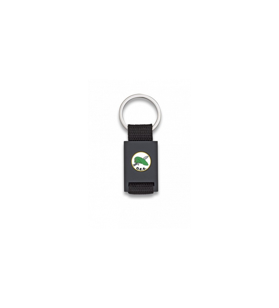 Llavero rectangulo negro + cinta negra