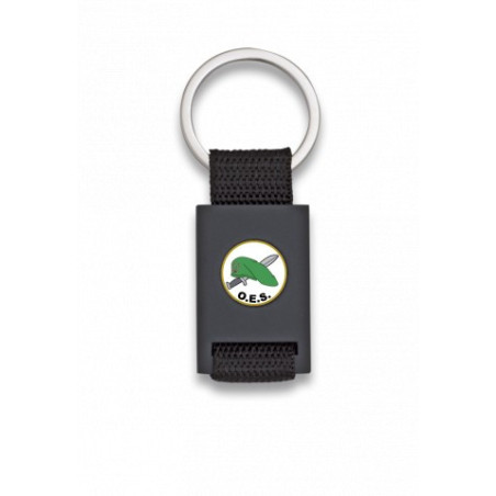 Llavero rectangulo negro + cinta negra
