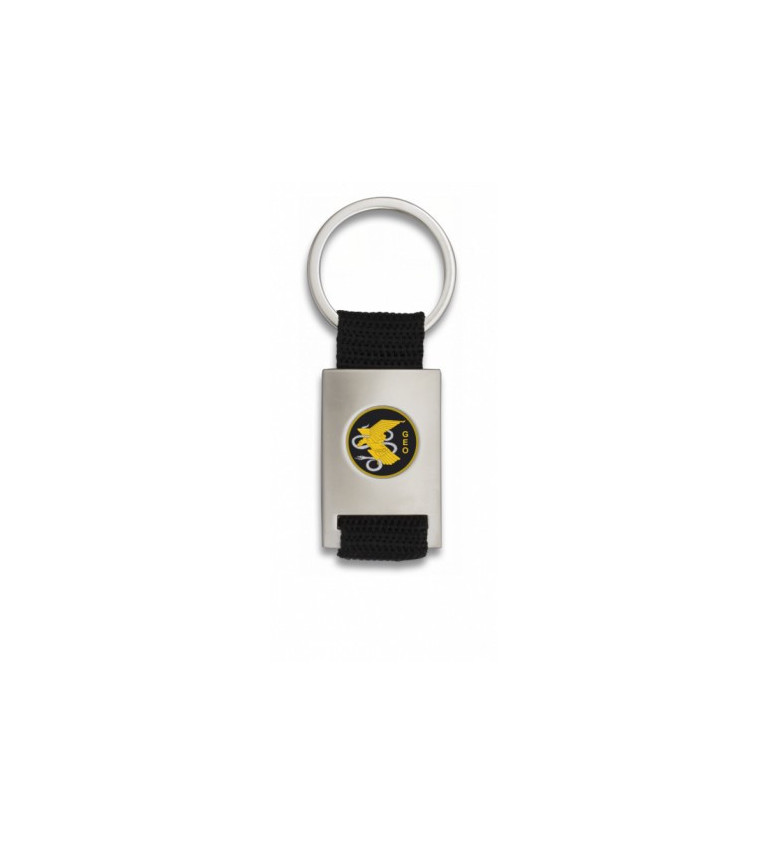 Llavero rectangulo plata + cinta negra