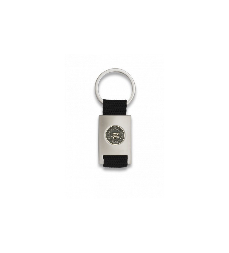 Llavero rectangular plata + cinta negra