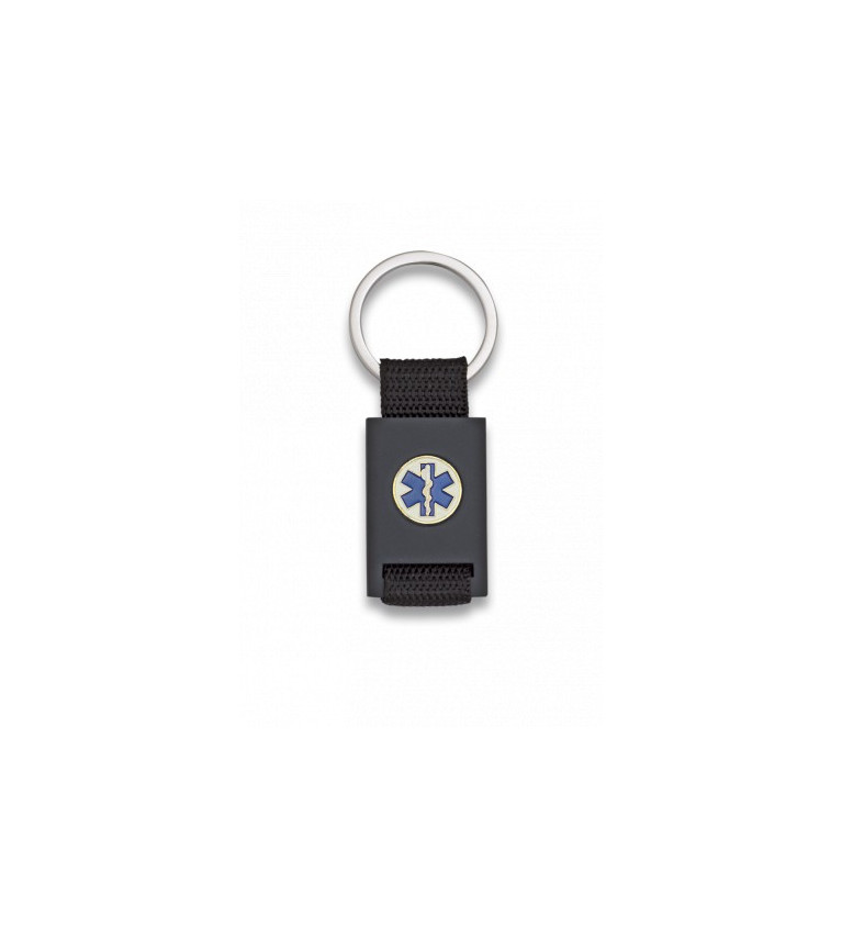 llavero rectangulo negro + cinta negra