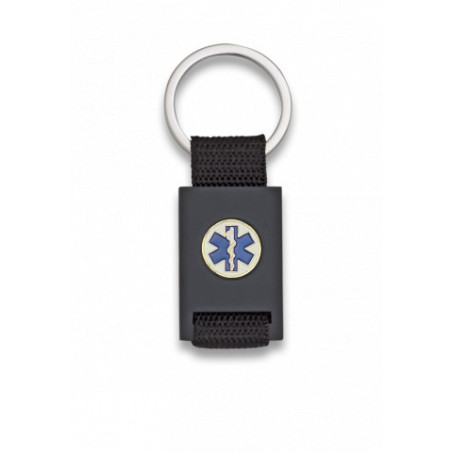 llavero rectangulo negro + cinta negra
