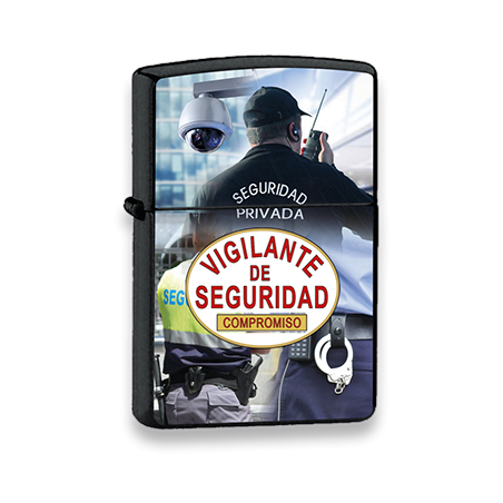 mechero negro vigilante de seguridad