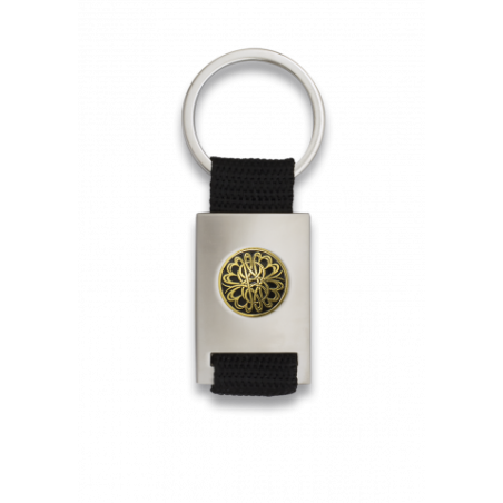 Llavero rectangulo plata + cinta negra