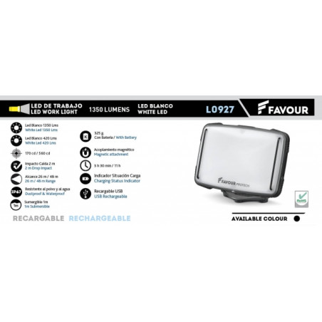 Foco FAVOUR recargable 1350 lumens
