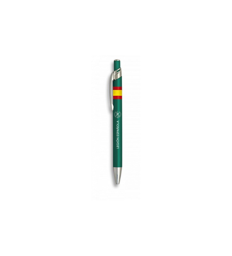 Boligrafo aluminio color verde. Legion
