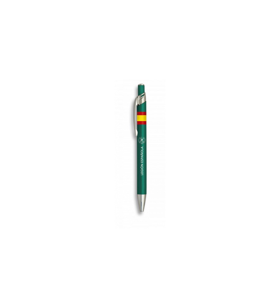 Boligrafo aluminio color verde. Legion