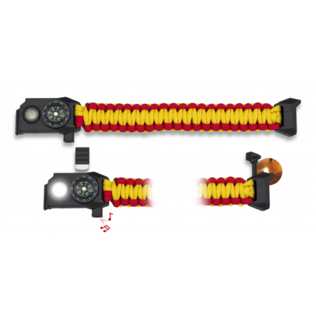 Brazalete paracord/ brujula/silbato/LED