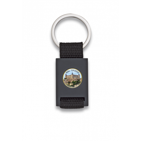 llavero rectangulo negro + cinta negra