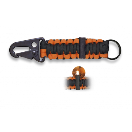 mini mosqueton con paracord naranja