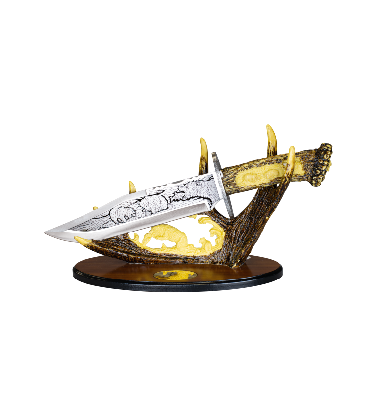 Cuchillo decoracion con peana.Hoja:23.5