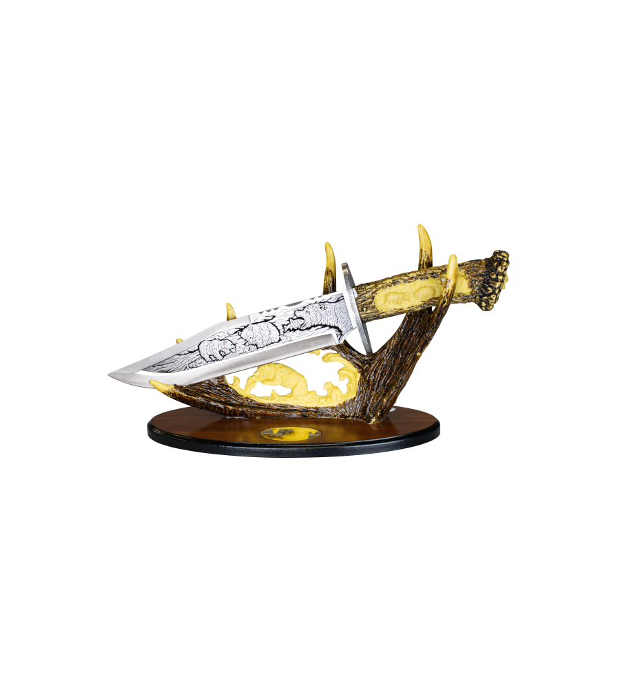 Cuchillo decoracion con peana.Hoja:23.5