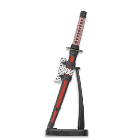 Mini Katana c/peana roja-negra