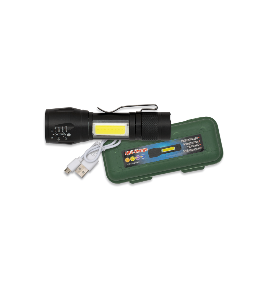 Linterna Recargable con Clip y cable Usb