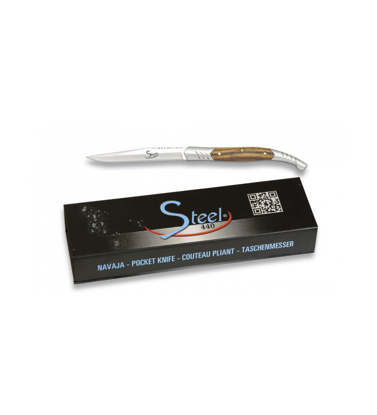 navaja Steel 440. madera zebra. hoja 5