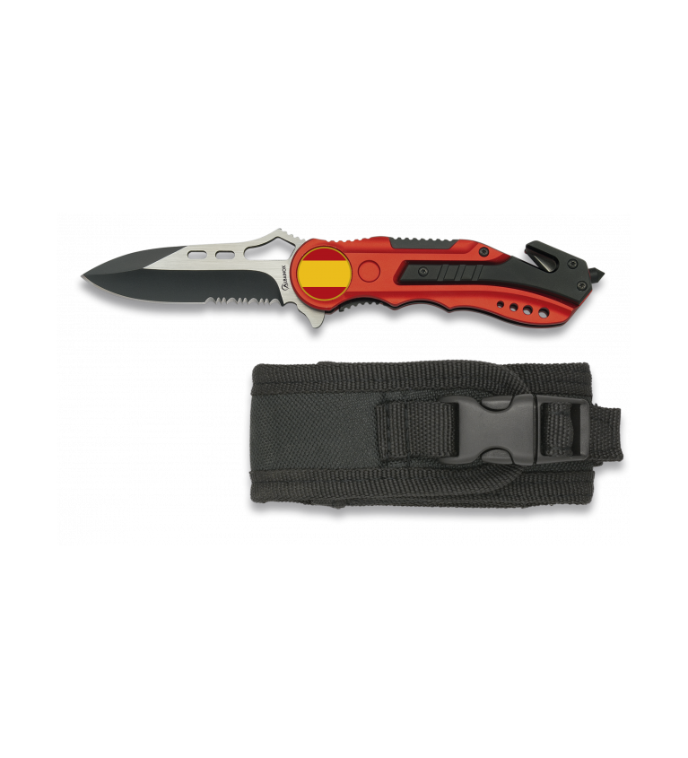 Navaja Albainox roja. sierra. funda. 6.5