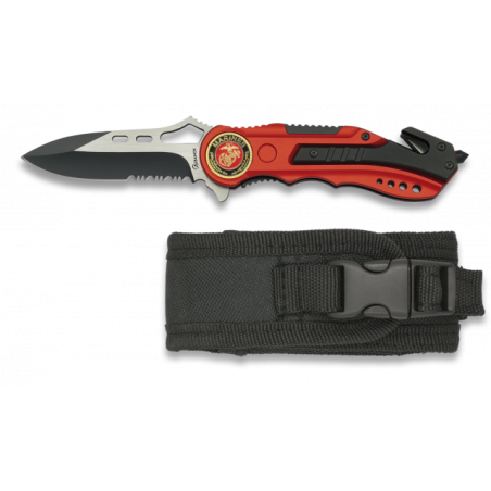 Navaja Albainox roja con sierra. h: 6.5