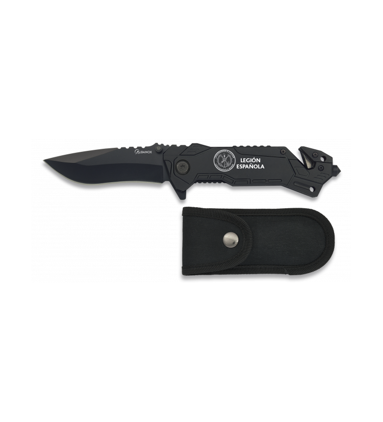 navaja albainox negra. Hoja: 8.1 cm