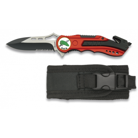 Navaja Albainox roja. sierra. funda. 6.5