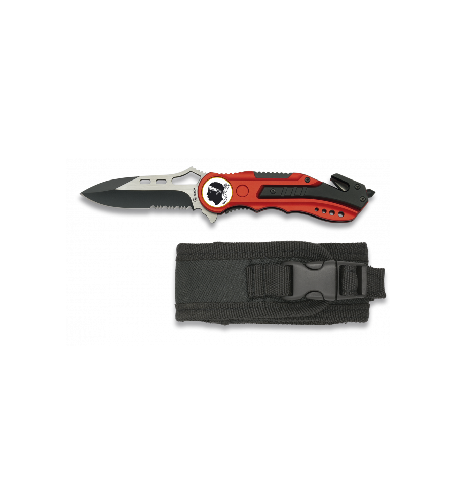 Navaja Albainox roja con sierra. h: 6.5