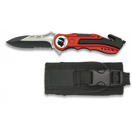 Navaja Albainox roja con sierra. h: 6.5