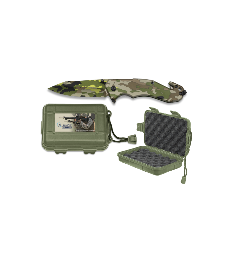 Navaja Albainox Camo Verde  C/ caja ABS
