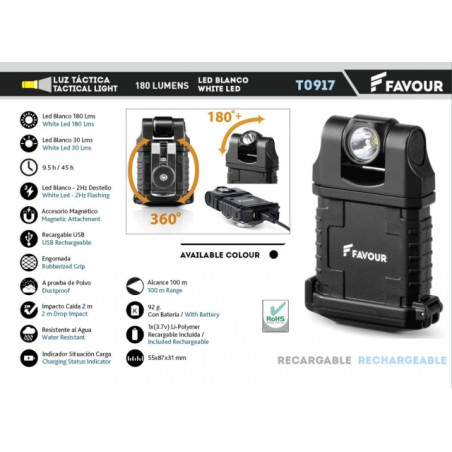 Linterna led MAGNETICA. 180LM. WATER. ne