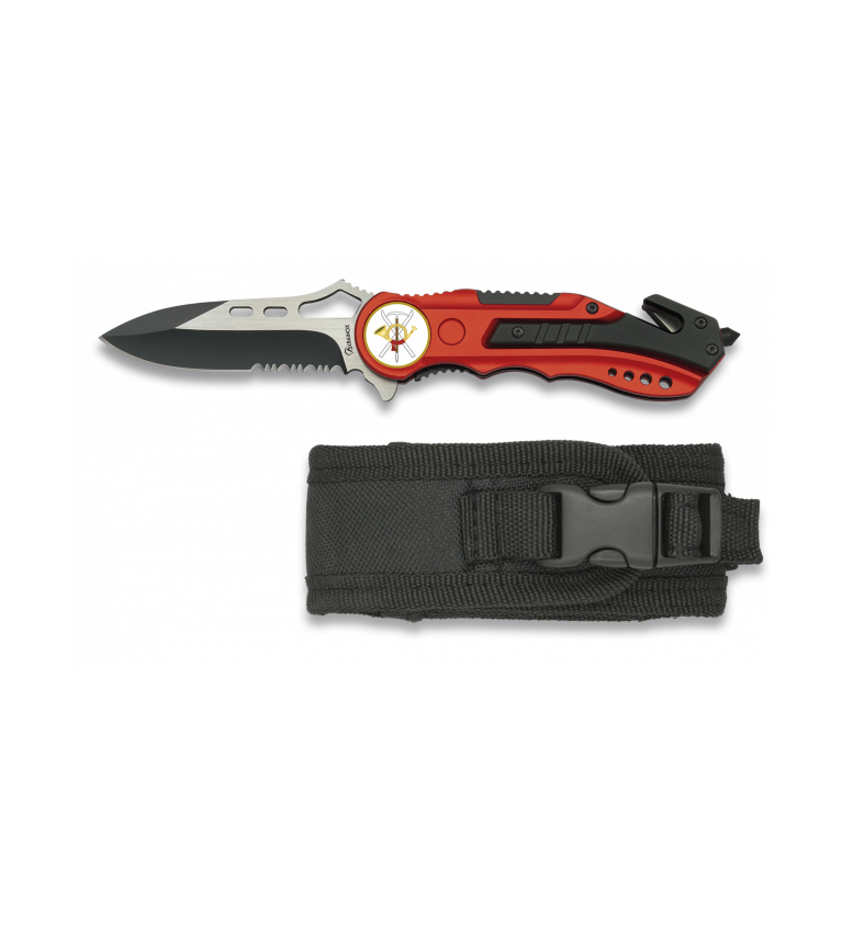 Navaja Albainox roja. sierra. funda. 6.5