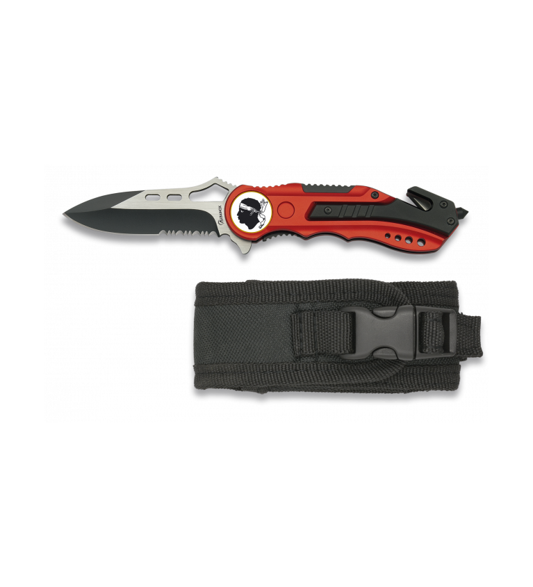 Navaja Albainox roja con sierra. h: 6.5