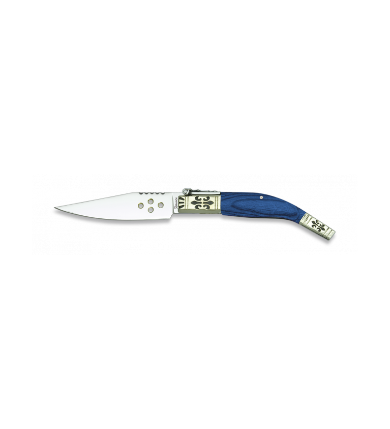 Navaja LUJO. stamina azul / Alpaca. 9 cm