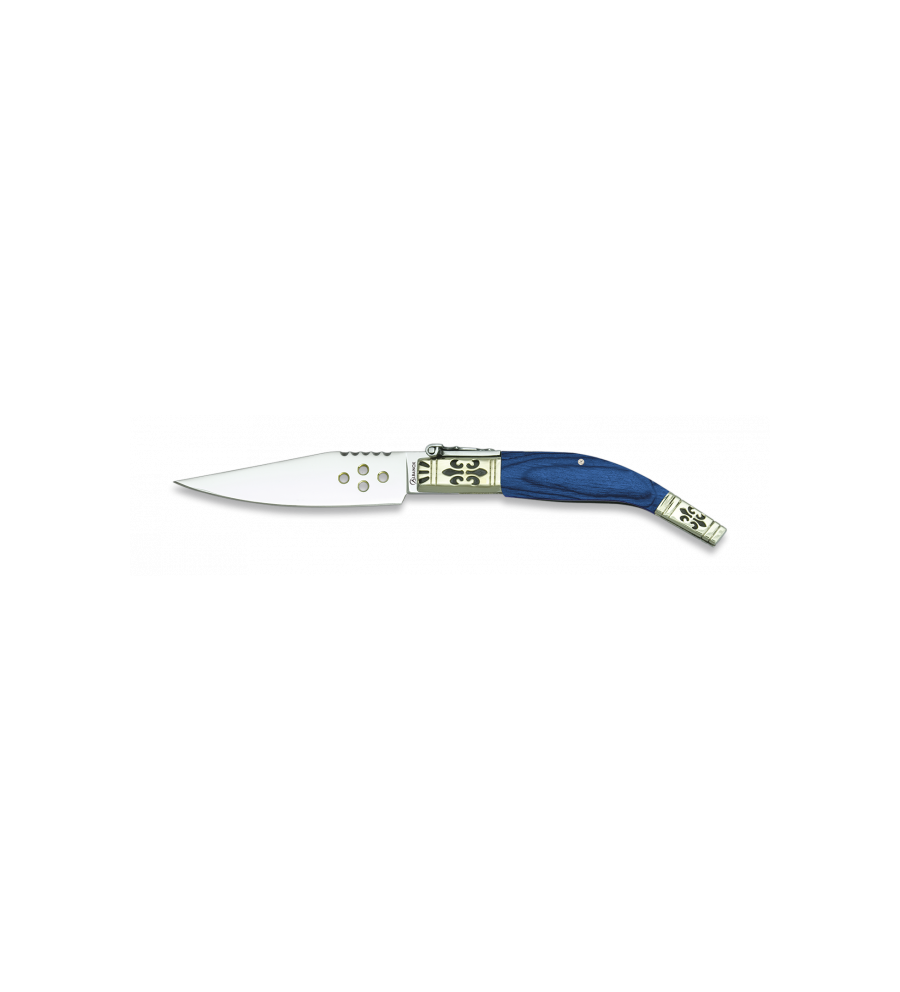 Navaja LUJO. stamina azul / Alpaca. 9 cm