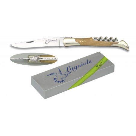 Navaja LAGUIOLE.Alpaca/Olivo.Sacac. 9 cm