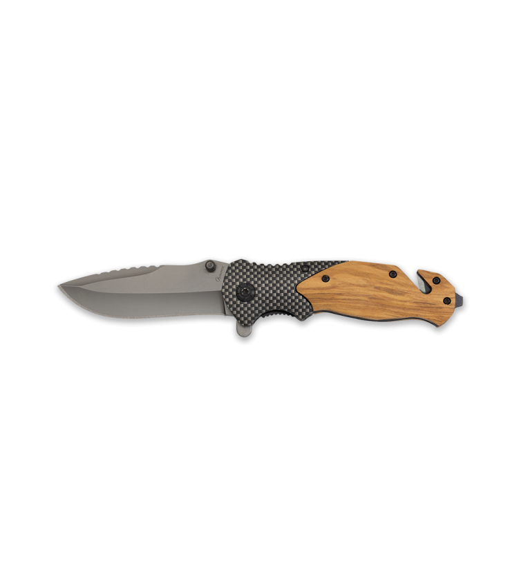 navaja Albainox madera/acero. hoja negra
