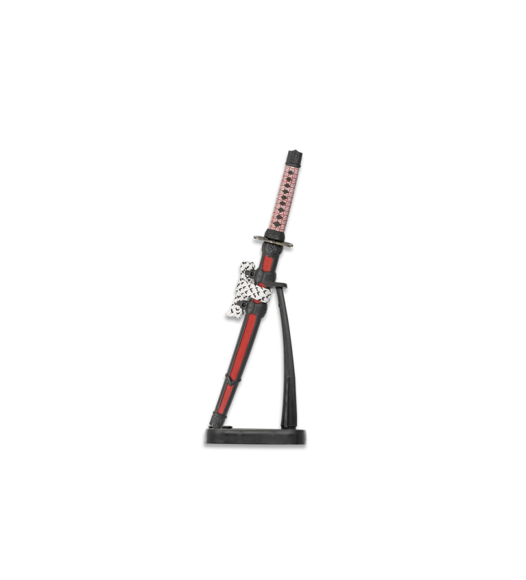 Mini Katana c/peana roja-negra