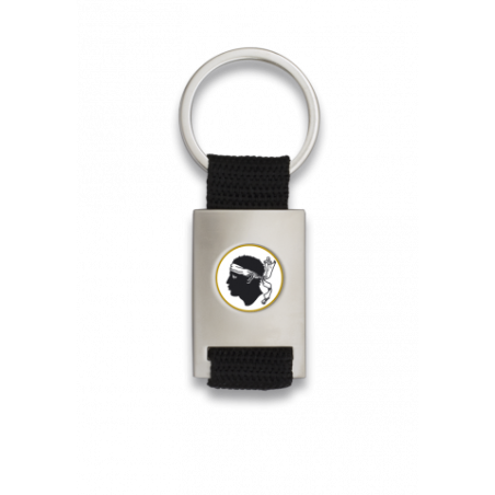 Llavero rectangulo plata + cinta negra