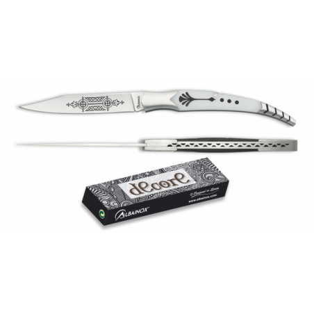 Navaja albainox blanca. hoja: 8.8 cm