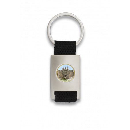 Llavero rectangulo plata + cinta negra