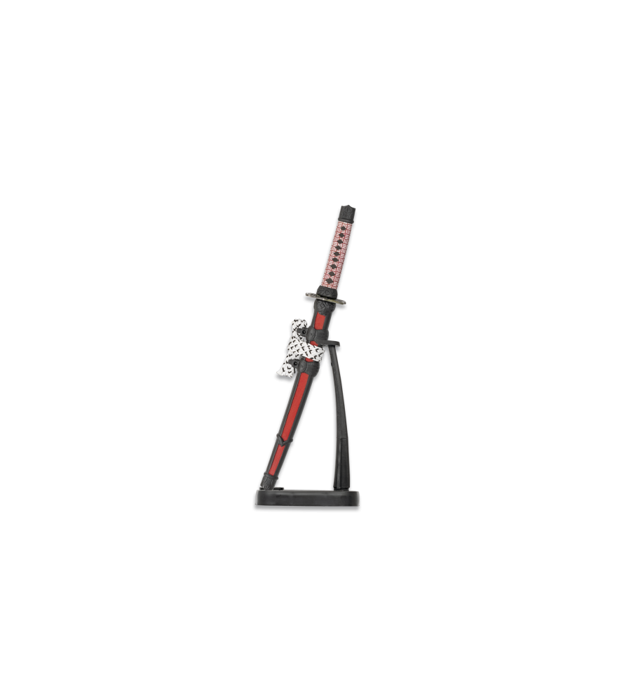 Mini Katana c/peana roja-negra