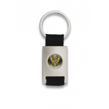 Llavero rectangulo plata + cinta negra