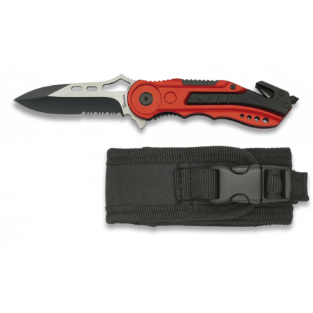 Navaja Albainox roja con sierra. h: 6.5