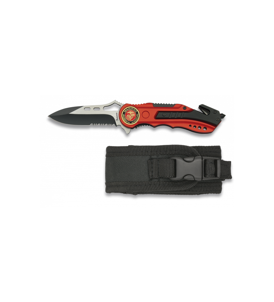 Navaja Albainox roja con sierra. h: 6.5