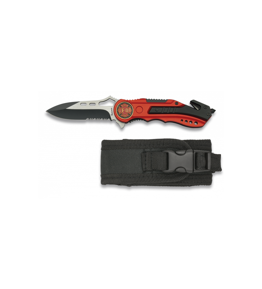 Navaja Albainox roja. sierra. funda. 6.5