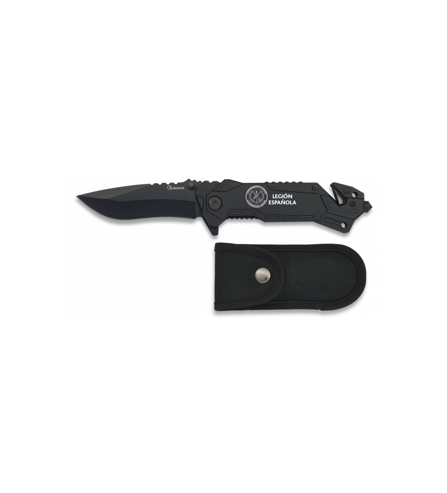navaja albainox negra. Hoja: 8.1 cm