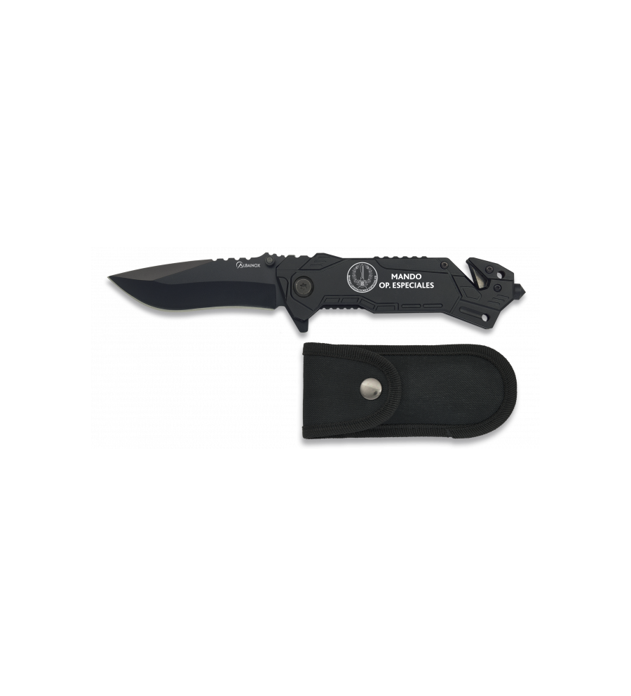 navaja albainox negra. Hoja: 8.1 cm